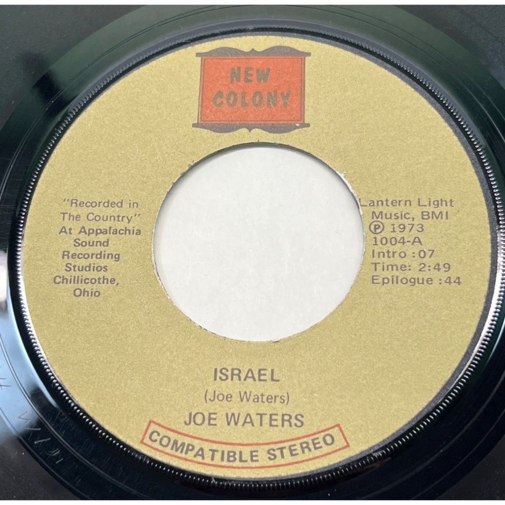 Joe Waters Israel / Indian Summer 45 Country Folk 1973 New Colony 1004